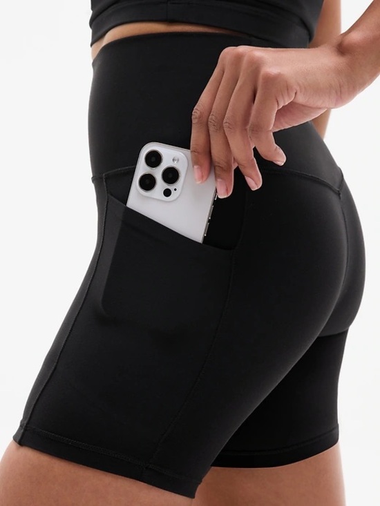 Athleta Pants - Athleta Black High-Rise Bike Shorts with Side Phone Pockets Medium